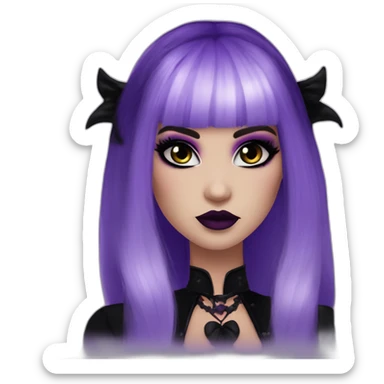 Elissabatmonsterhigh-with-bangs-long-hair-dark-plumpurple-and-black-vampire-goth-makeup-pinkeyes-romanticgothcloses- sticker