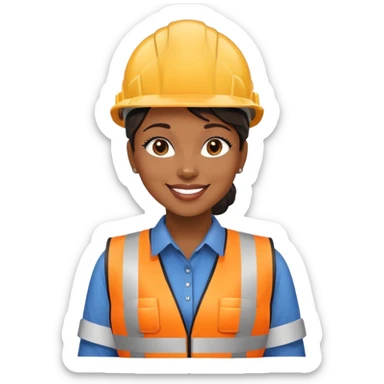 Black woman factory worker wearing safety vest and hard hat smiling sticker