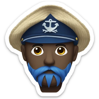 emojis de marinero con boina tipo hat azul oscuro y traje de marinero azul oscuro, hombre delgado fuerte sticker