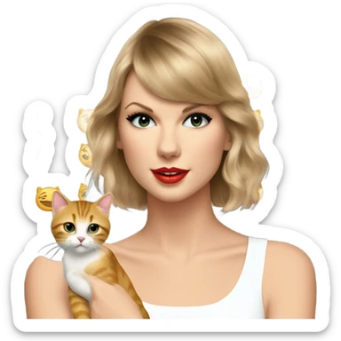 Taylor swift with a cat  sticker