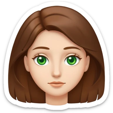 oval face, cascading brown hair, green eyes sticker