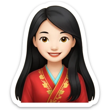 Rich Pretty Asian girl with long hair sticker