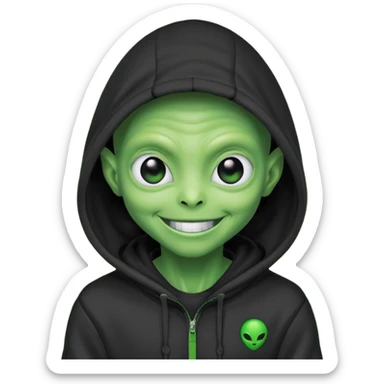 a portrait of aliens wear black hoodie sticker