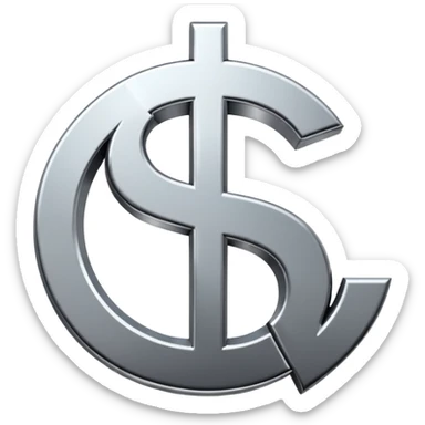 $ dollar metal symbol sticker