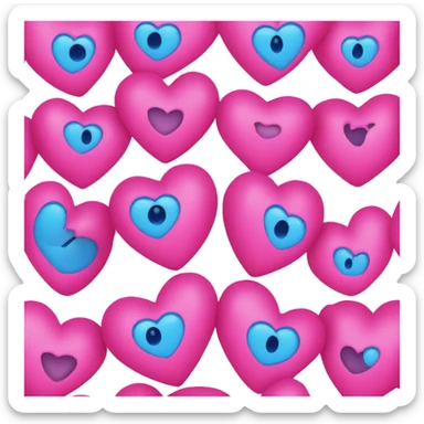 Heart eyes emoji with one hot pink heart eye and one bright blue heart eye sticker