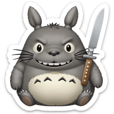 Totoro holding a knife  sticker