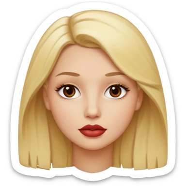 Tengo la tez clara pero en tonalidad cálida, el cabello rubio y ojos oscuros, tengo los labios gruesos sticker