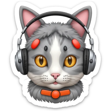 Kulaklıklı kedi sticker
