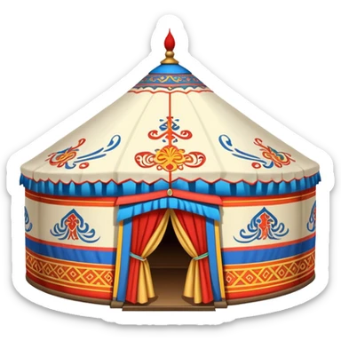 traditional Mongolian ger (yurt) with imperial decorations sticker