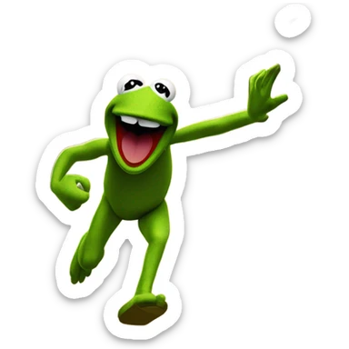 Kermit the Frog chased and trampled by a herd of buffalo sticker