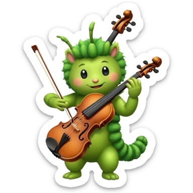 caterpillar playing violin on his shoulders sticker