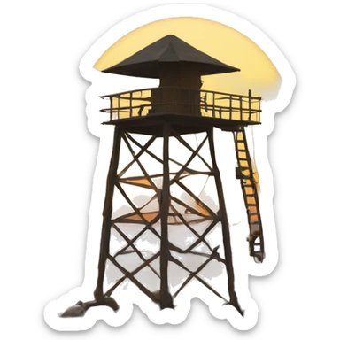 A watchtower at sunset, manned by a rifleman sticker