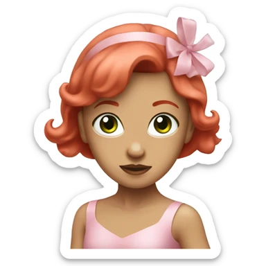 Medium light ballerina with pink dress, green eyrs and red hair sticker