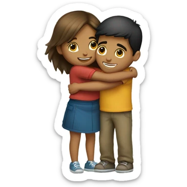 A girl and a boy hugging  sticker
