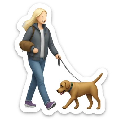 Labrador dog walking with owner sticker