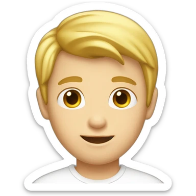 young white boy with blond hair and little beard with white t-shirt sticker