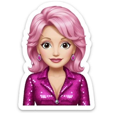 Dolly Parton with dark pink sequin outfit sticker