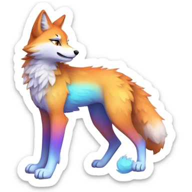Colorful gradient-Sparkle-fox-wolf-cat-nebula-fursona anthropomorphic furry full body sticker