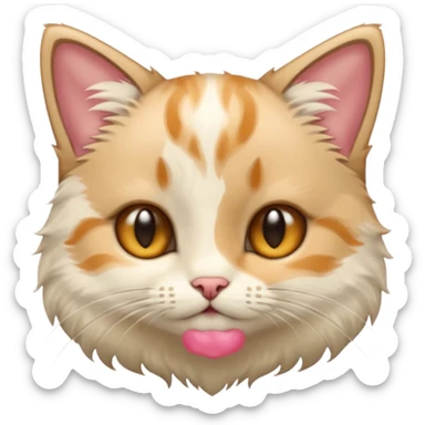 langue humaine qui touche la tête d'un petit chat sticker