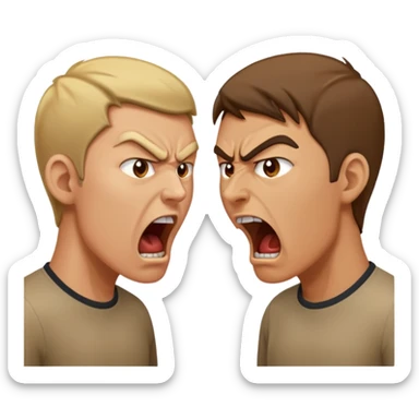 two people, facing each other, angry yelling at each other sticker