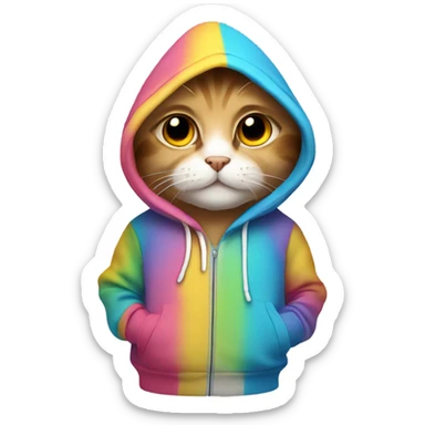 Cat wearing hoodie sticker