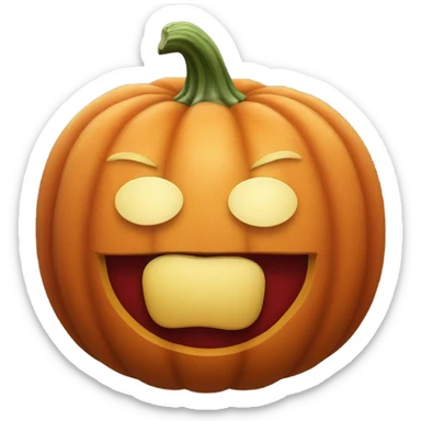 Pumpkin with a human lipstick kiss mark on its forehead  sticker