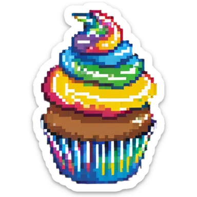 cupcake with rainbow swirl icing sticker