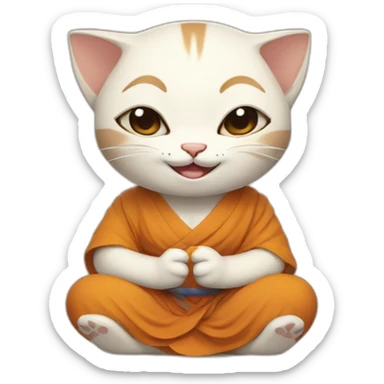 a smiling mindful monk kitty sticker
