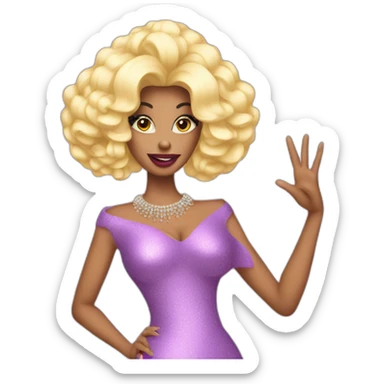 drag_queen_showing_hand_with_big_nails_and_big_wig sticker