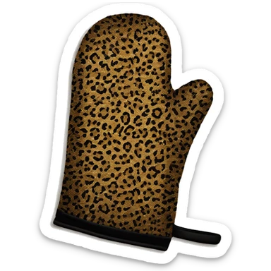 Realistic leopard print glitter oven mitt isolated  sticker