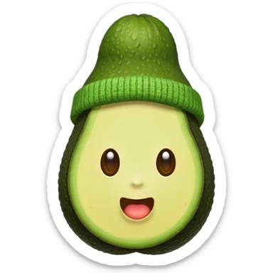 Avocado with a beanie sticker