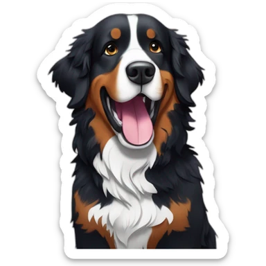 bernese mountain dog singing karaoke with a microunder snowflakes sticker