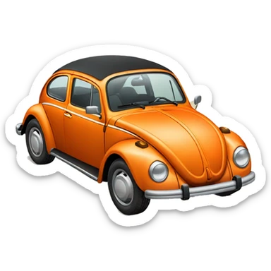 Orange Volkswagen Beetle car  sticker