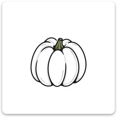 A pumpkin with details in pastel colors (dd9fb0, ffc6d3, a3bfc9, c4bee2, f1b091), hand-drawn doodle style sticker