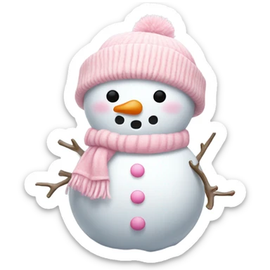 Cute white and light pink snowman sticker