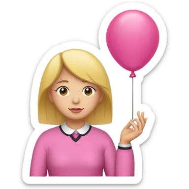 chica rosa pensando con globo de pensamiento sticker