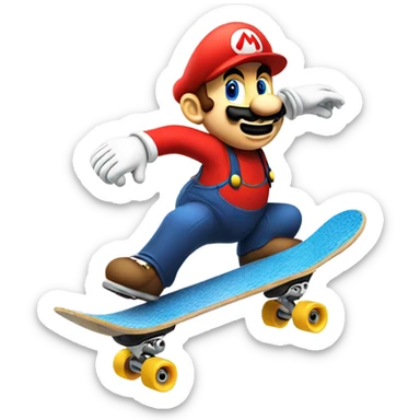 Mario  skate boarding sticker