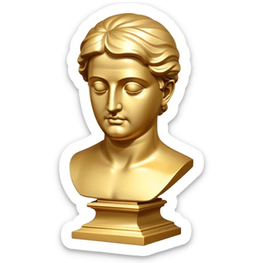 An icon featuring a classical bust, a book of philosophy, symbolizing the study of philosophy. The design includes an abstract symbol of thought and reasoning, representing deep intellectual inquiry and exploration of ideas. Transparent background sticker