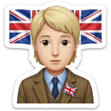 an English writer/playwriter with an UK flag in tha background sticker
