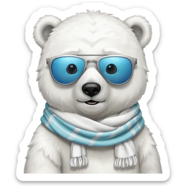 a polar bear with sunglasses and a scarf sticker