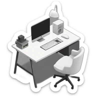 minimalist-clean-workspace-desk-with-grey-white-wood-colorway-with-gaming-chair sticker