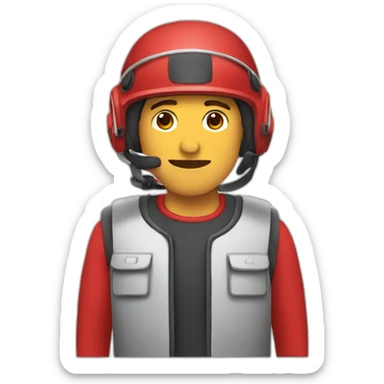 Albañil hombre saludando y con casco rojo sticker