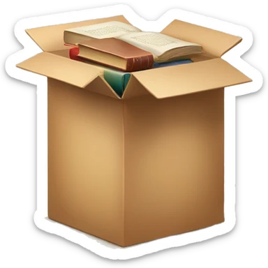 open box with old books inside  sticker