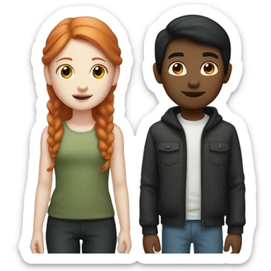 pale redhead girl with a pale black hair boy sticker