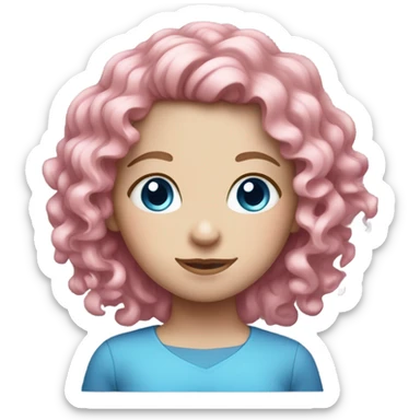 Curly pink haired pale girl with blue eyes sticker