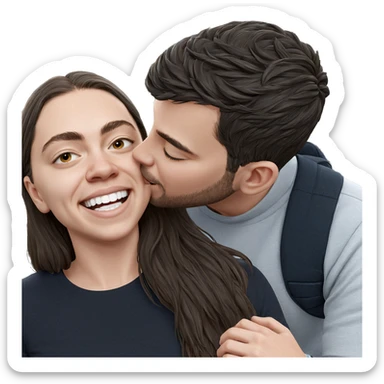 happy couple outdoors kissing sticker