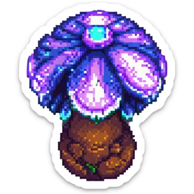 glowing mushroom pixel art with purple glow sticker
