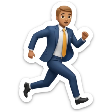 businessman picking running, face direct to camera sticker