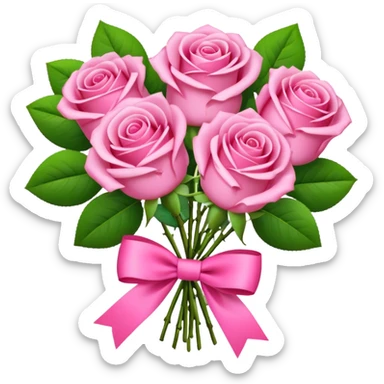 Bouquet of pink roses and money with pink bow sticker