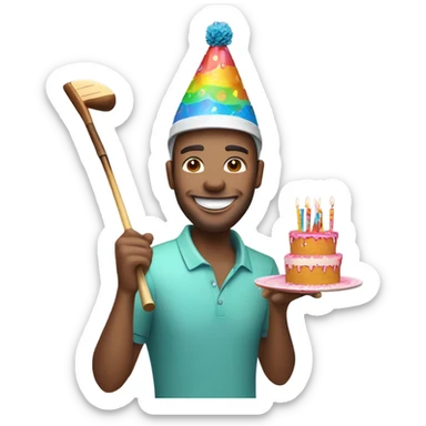 Happy birthday golfer sticker